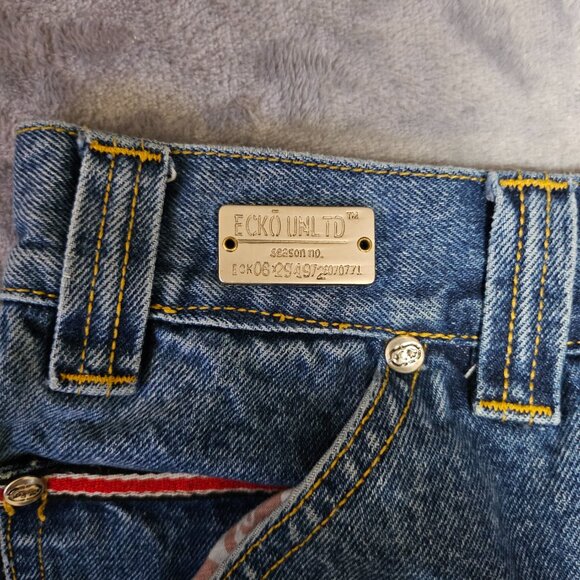 Vintage Ecko Unltd Collection18c Baggy Blue Jeans Men's 34 90ss Y2K Hip Hop Skat - Picture 6 of 16